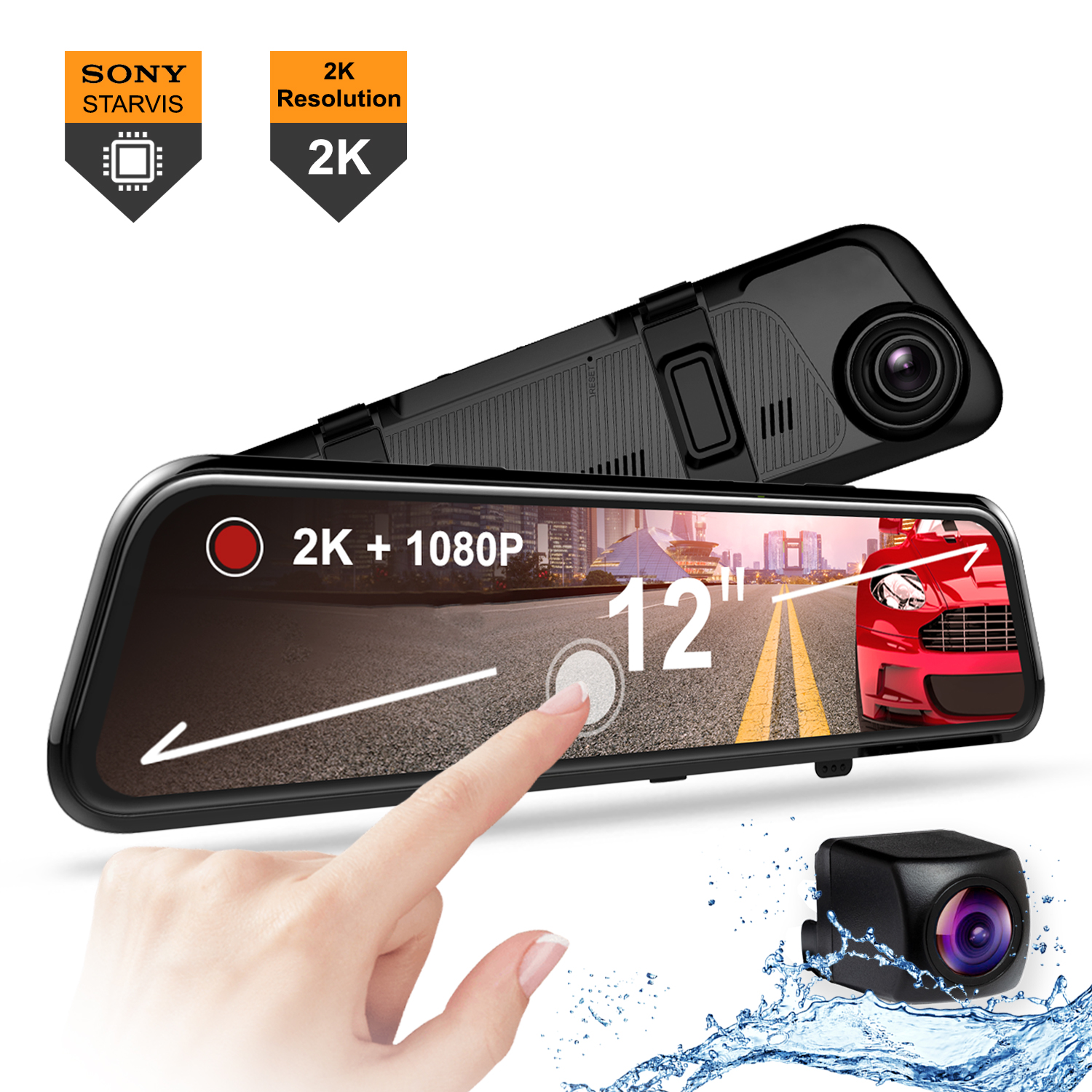 Rexing M1 Pro 2k Dual Mirror Dash Cam 1440p (Front) + 1080p (Rear) W/ FREE 32GB memory card