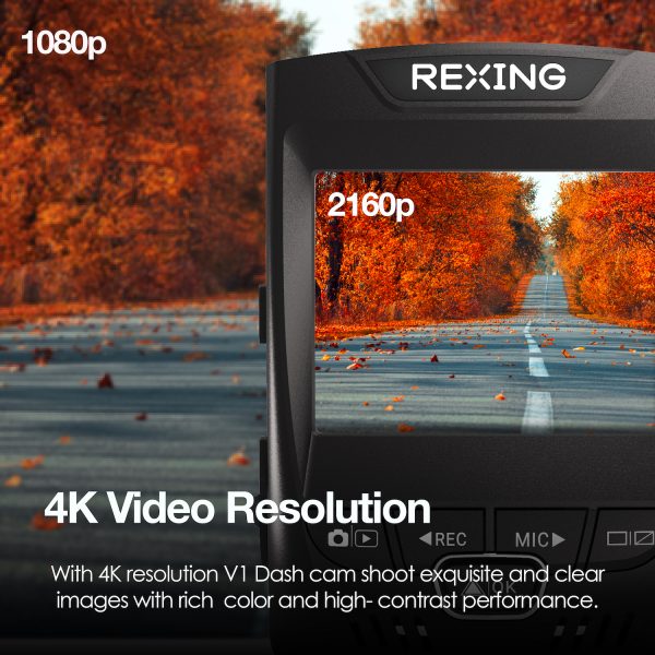 Rexing V1GW-4K 2.4 4K Ultra HD Car Dash Cam with Wi-Fi Built-in