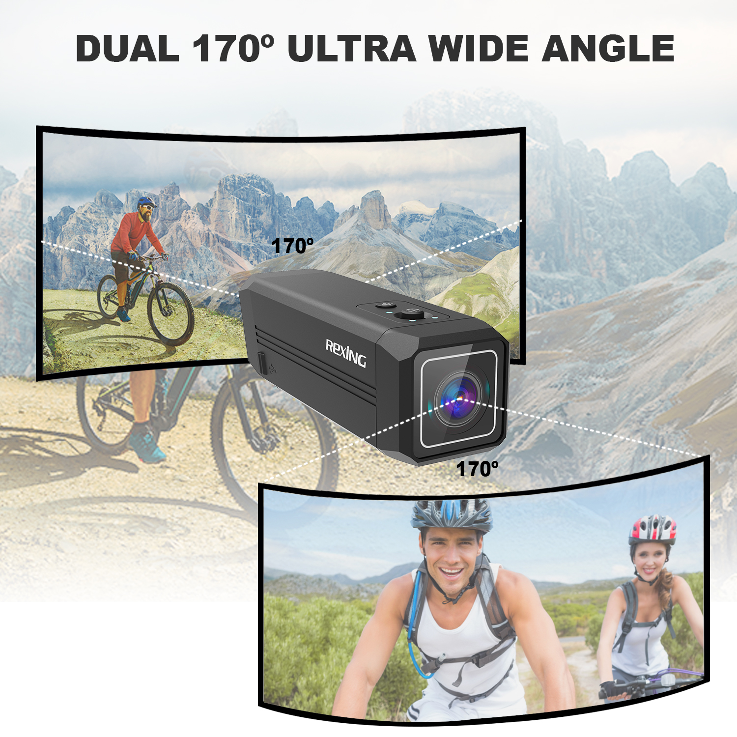 Rexing A1 Two Way Action Camera Front & Back 1080p@30fps With Wi-Fi Connect