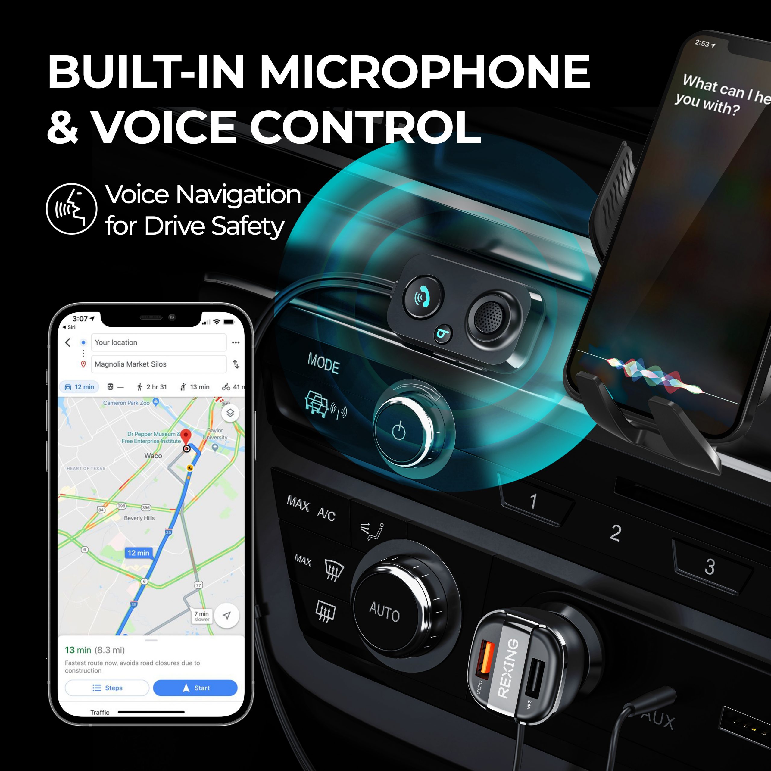 Bluetooth 5.0 Car Kit, AUX Bluetooth Adapter for Car with Ground Loop Noise  Isolator for Handsfree Talking and Music Streaming, Wireless Bluetooth