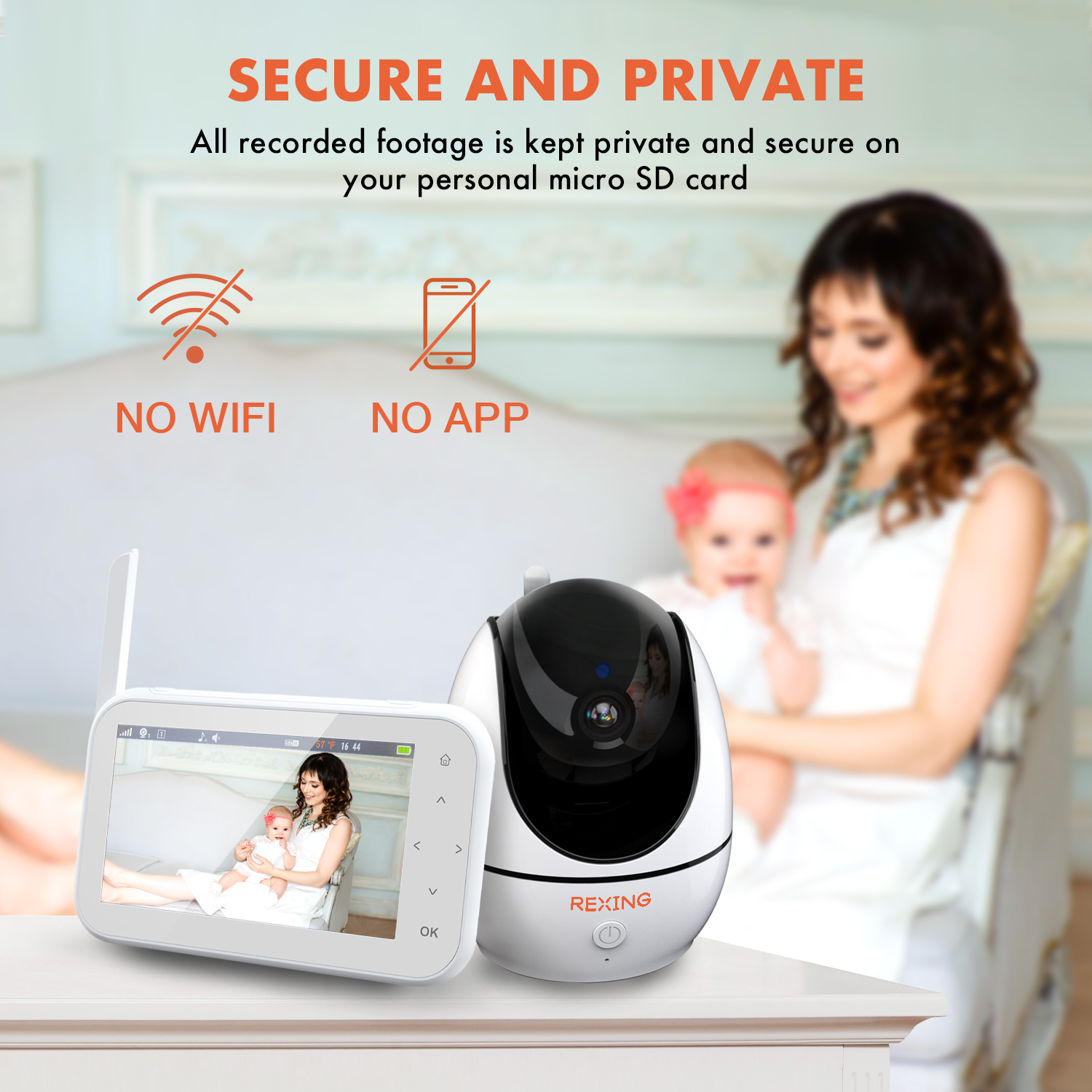 Rexing BM1 + Free Extra Add-on Baby Camera, Baby Monitor W/ Recording Capabilities 720p Video/Audio