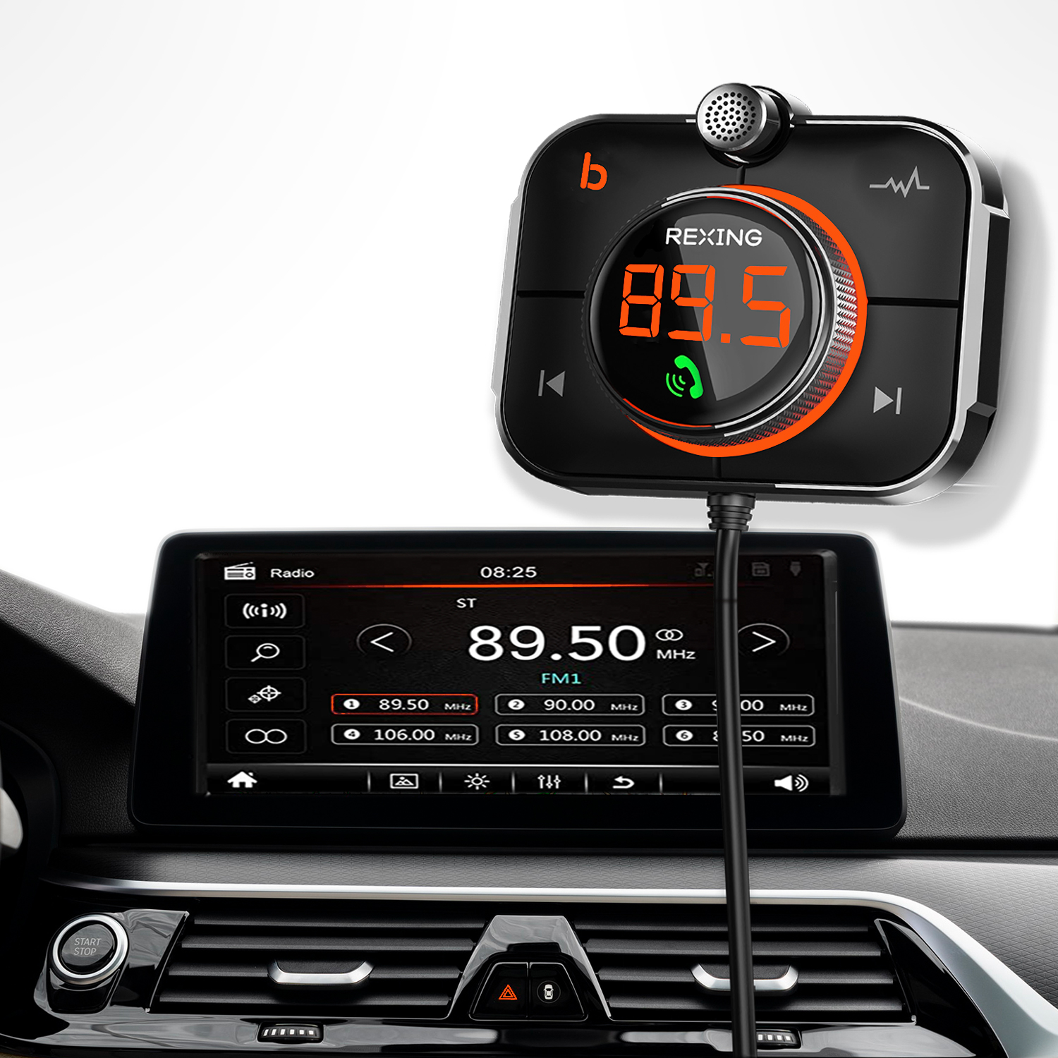 Rexing FM3 FM Transmitter Car Charger w/Bluetooth 5.0