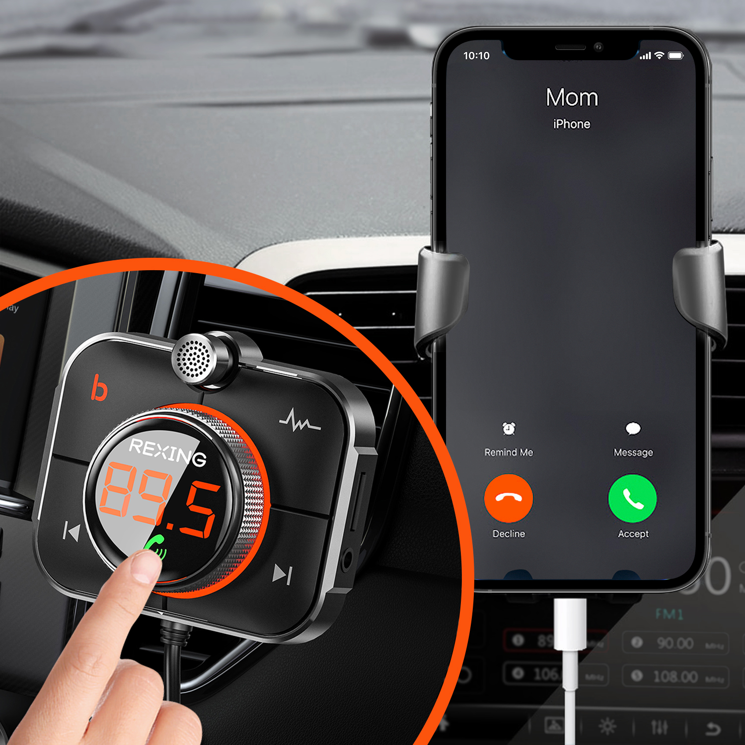 Rexing FM3 FM Transmitter Car Charger w/Bluetooth 5.0