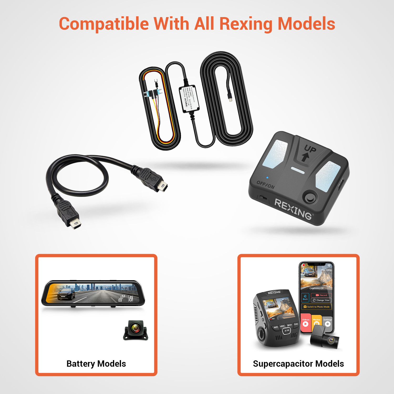 Rexing Intelligent Hardwire Kit Type-C Port for All Rexing Dash Cam Models  including R4, DT2, and M2 Max