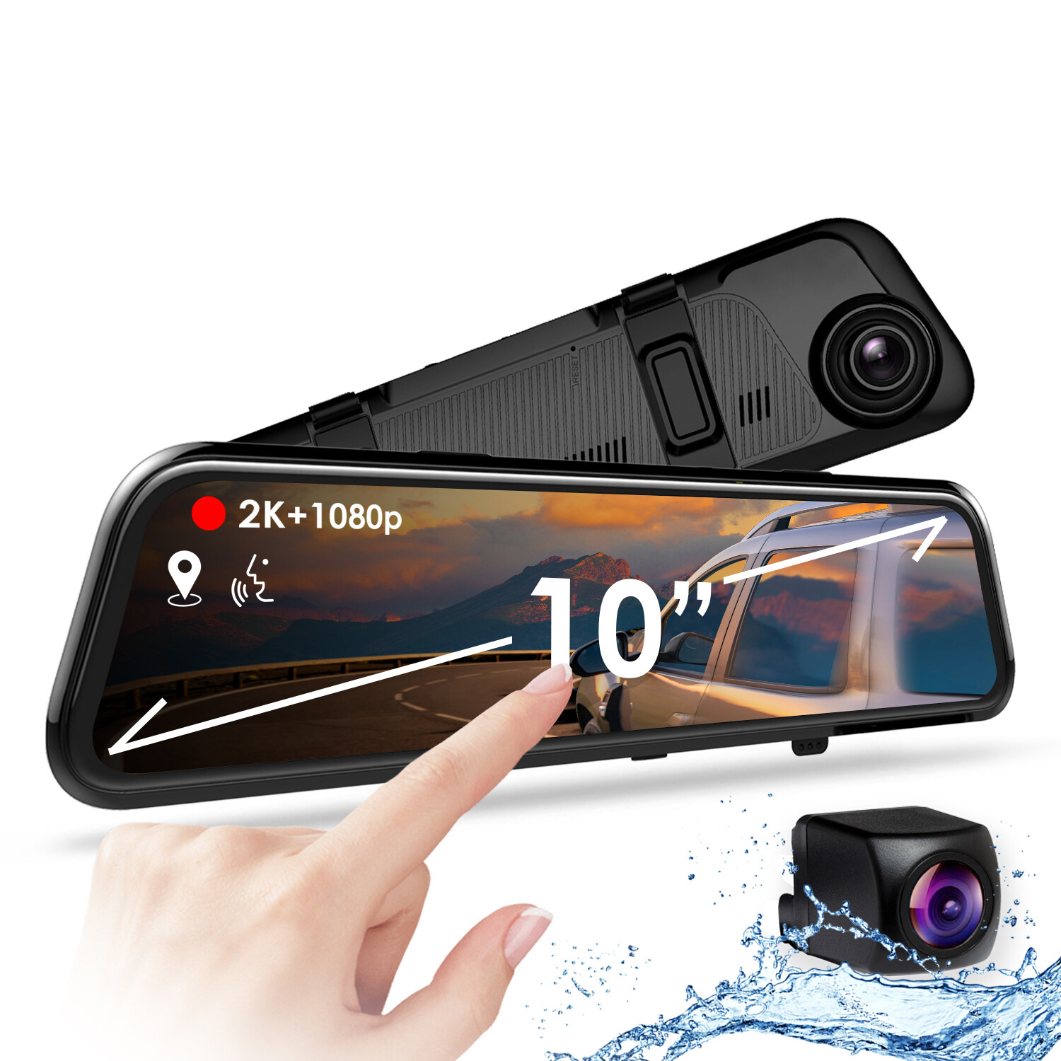 Rexing M1 Pro 2K Dual Mirror Dash Cam 1440p (Front) + 1080p (Rear)