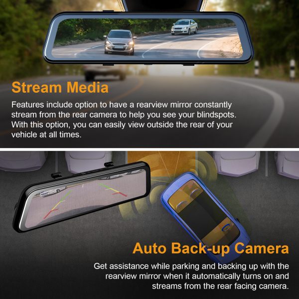 RexingUSA M2 Max - 2-Channel Mirror Dash Cam w/ 12” IPS Touch Screen, 4K + 1080p, Wi-Fi, GPS, ADAS,Loop Recording, Backup Camera, Parking Mode