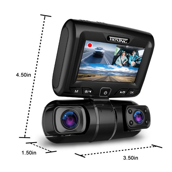 Rexing - S1 1080p FHD Front, Cabin and Rear 3-Channel Wi-Fi Dash Camera - Black