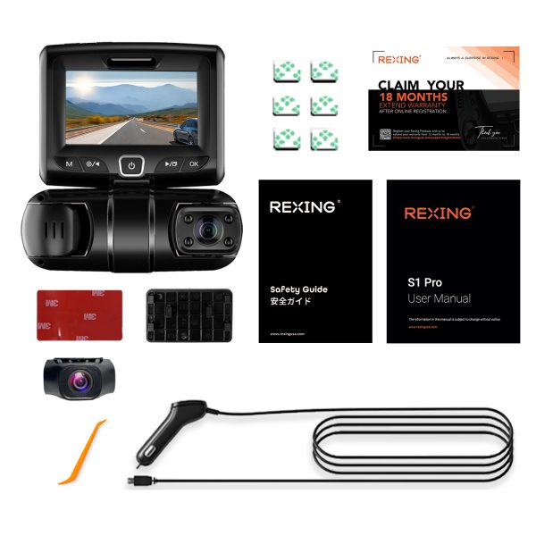 Rexing - S1 1080p FHD Front, Cabin and Rear 3-Channel Wi-Fi Dash Camera - Black