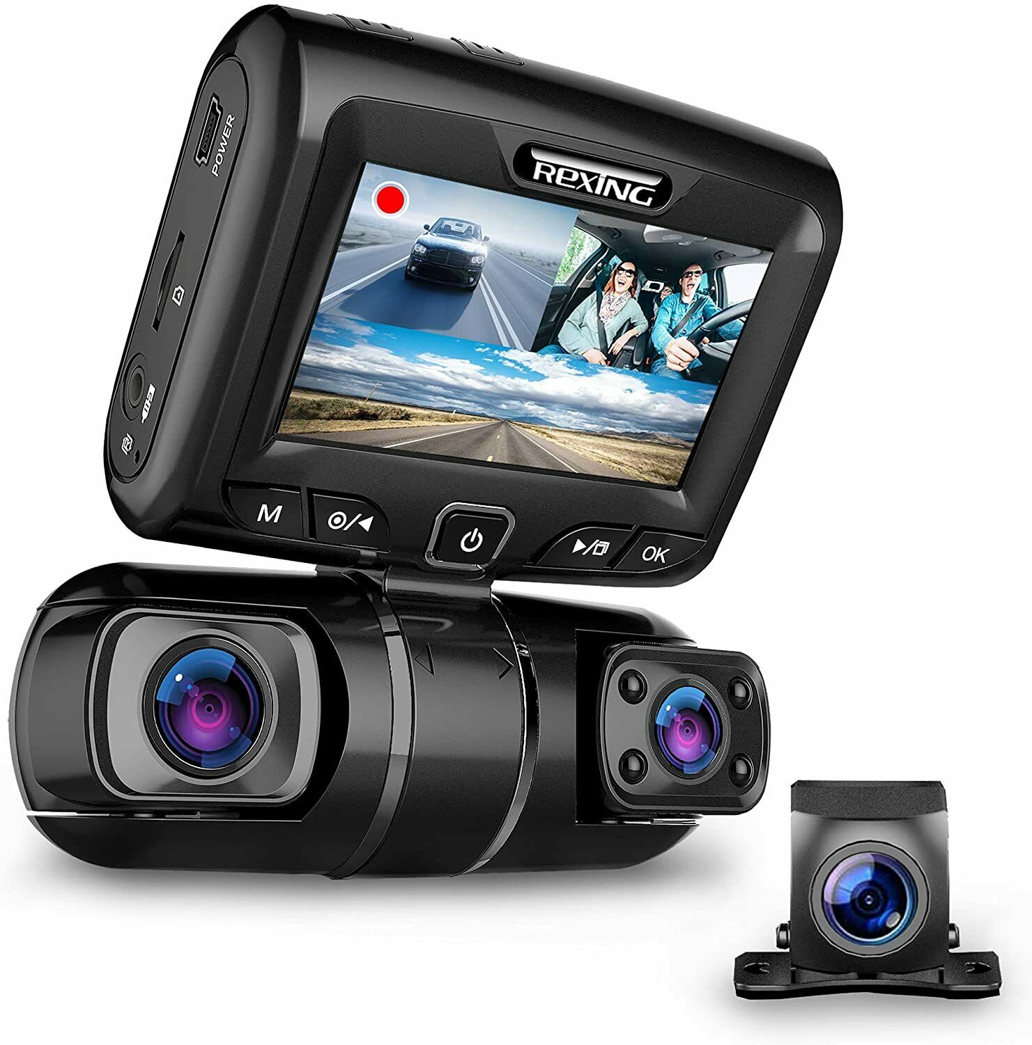 Rexing S1 Dash Camera 3-Channel Front, Rear, Cabin 1080p +1080p +1080p