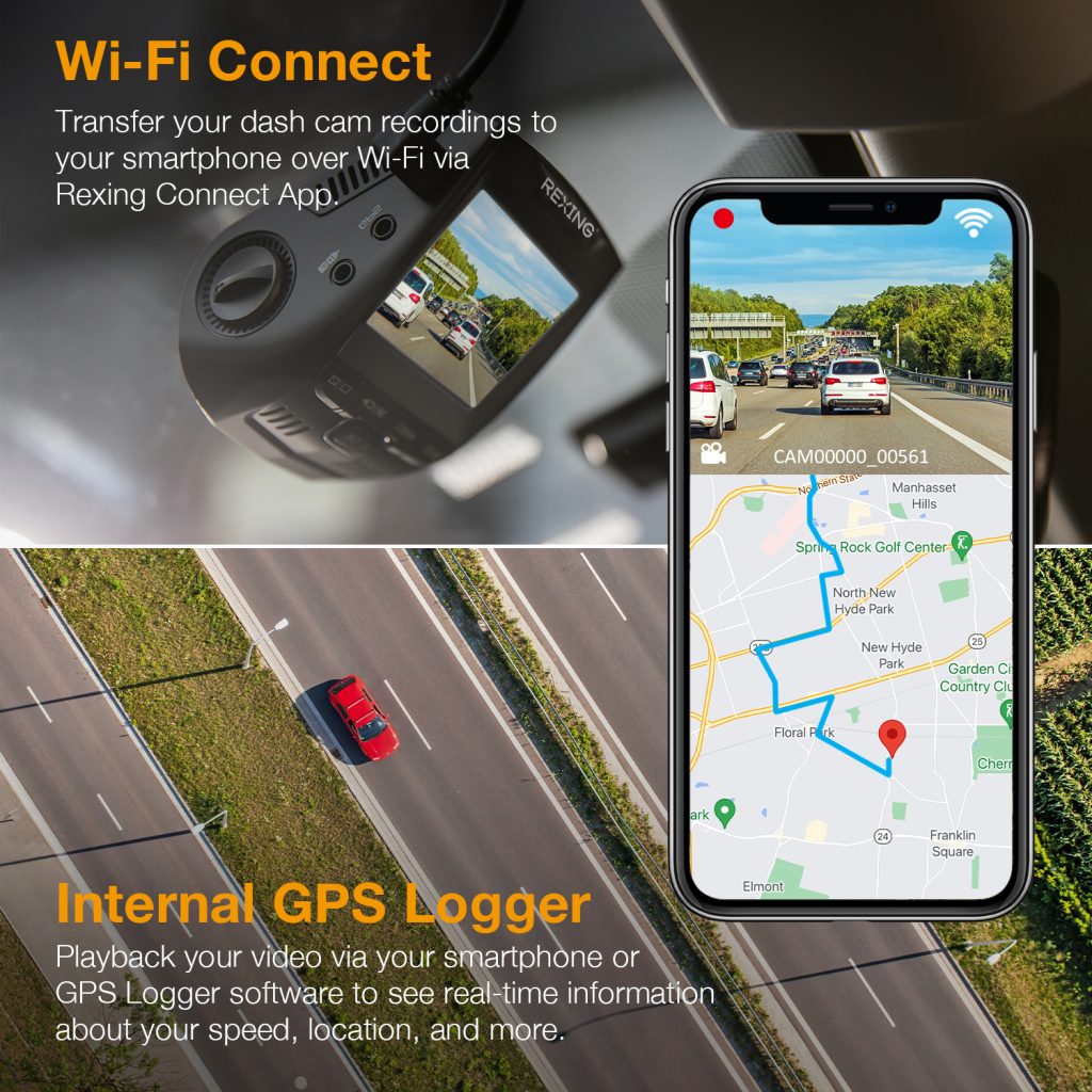 Rexing V1P+ 4K Dash Cam – Front 2160p & Rear 1080p, Wi-Fi, 2.4" Screen – For Parts/Untested