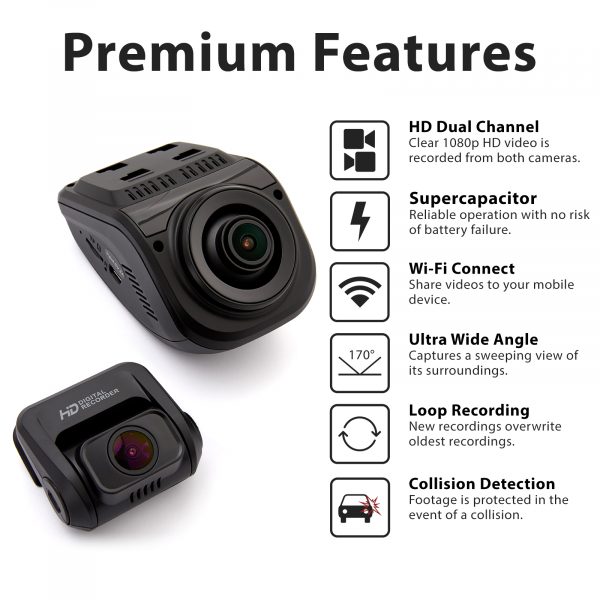 Rexing V3 Bundle Dual Camera Front and Inside Cabin Full HD 1080p with WiFi and Built-in GPS