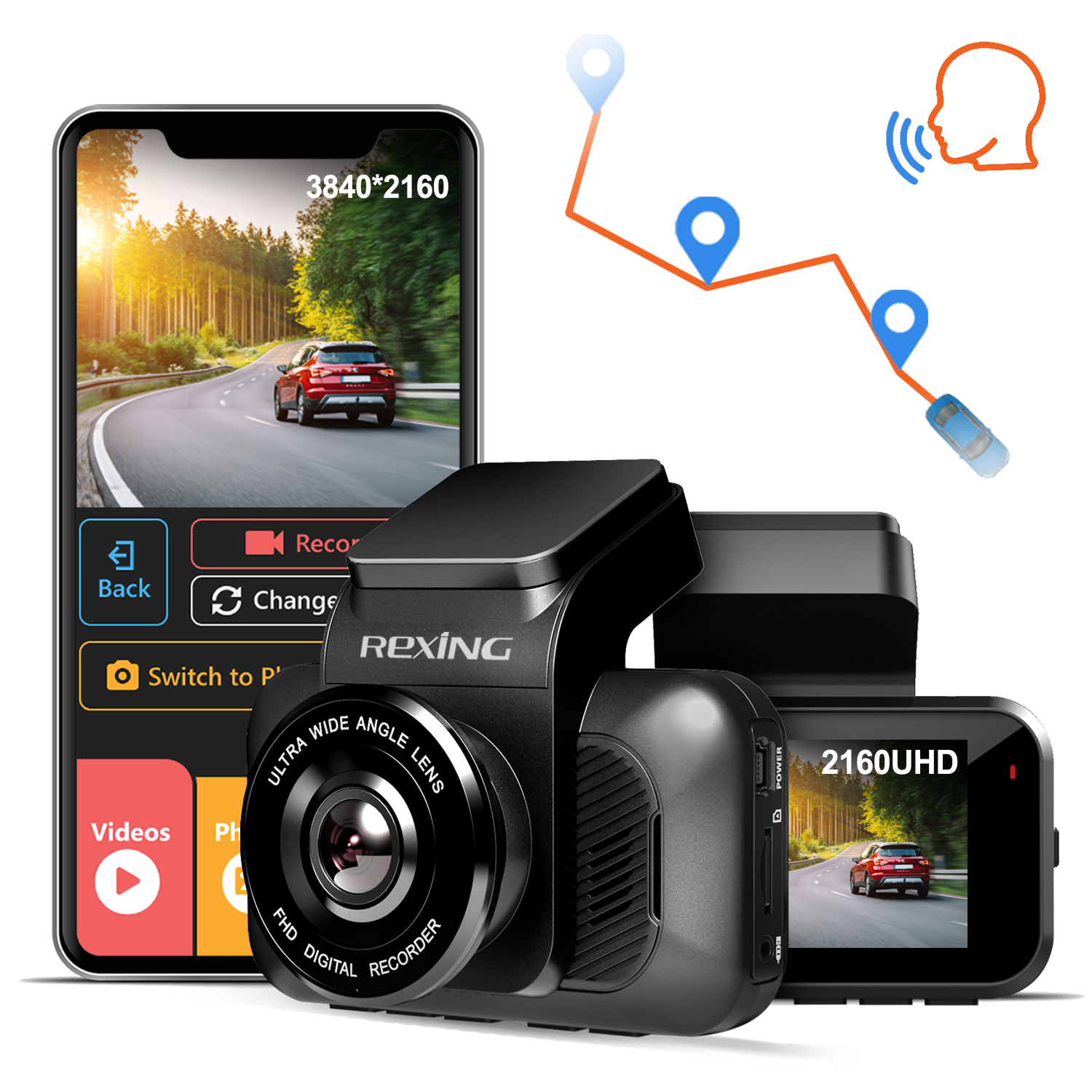 Rexing V5 Basic + FREE Cabin Cam Premium 4K 2-Channel Dash Cam with Wi-Fi and GPS *Final Sale*