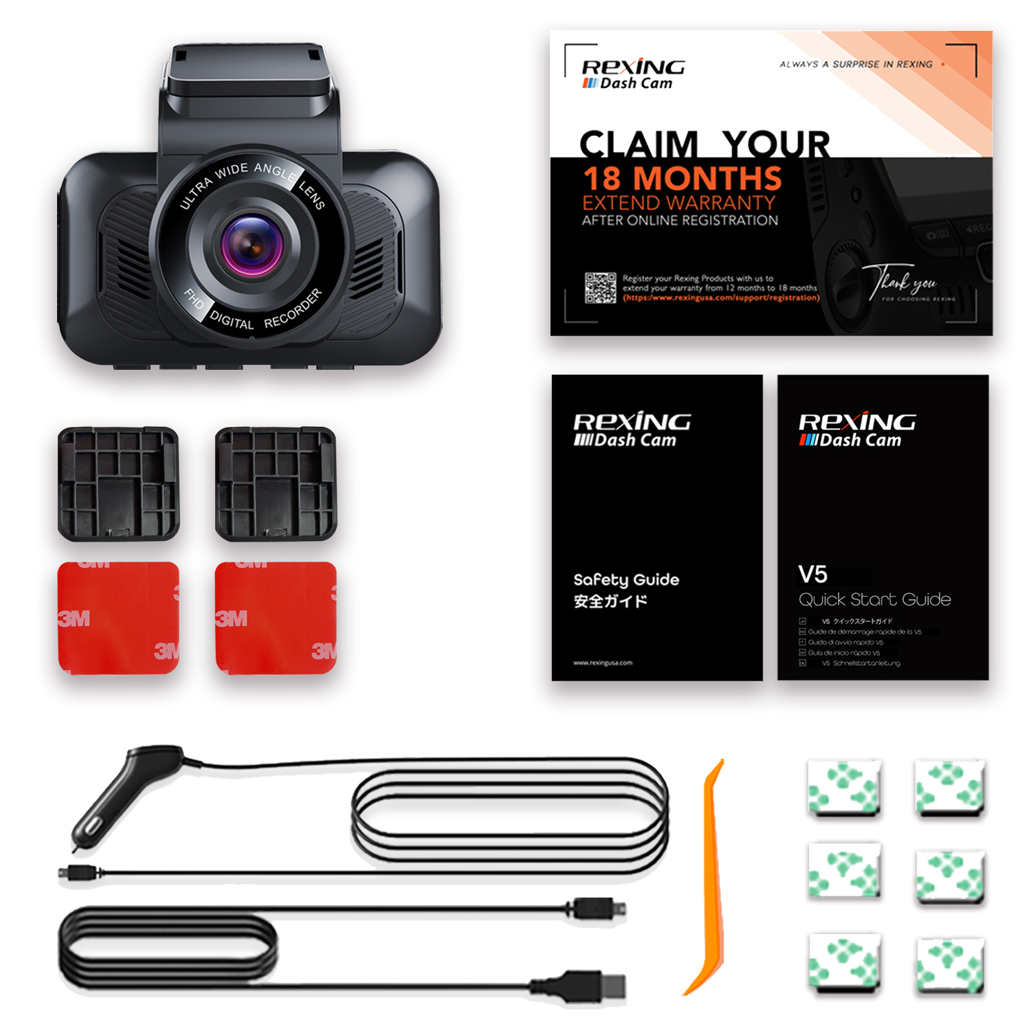 Rexing V5 Modular Dash Cam with Cabin and Rear Cam Included (Open Box –  Final Sale)