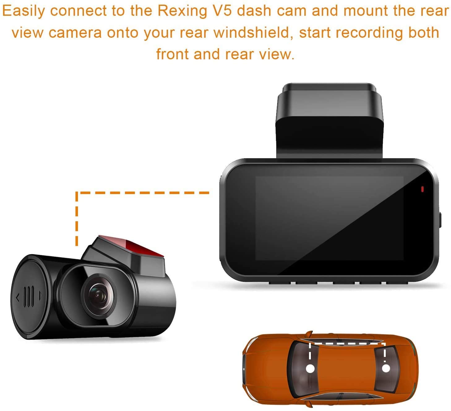 Rexing Rear View Camera For V5 Premium 4K Modular Capabilities Car Dash Cam 1080p