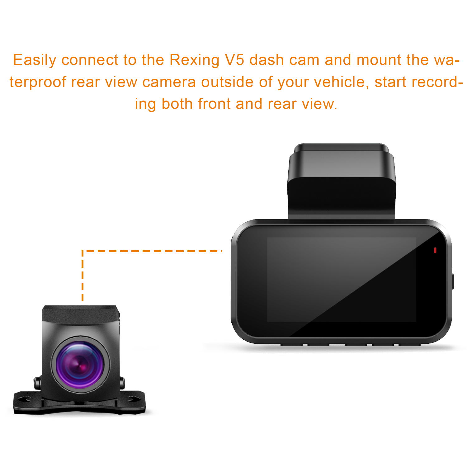 Rexing Waterproof Rear View Camera for V55 Premium 4K Modular Capabilities Car Dash Cam