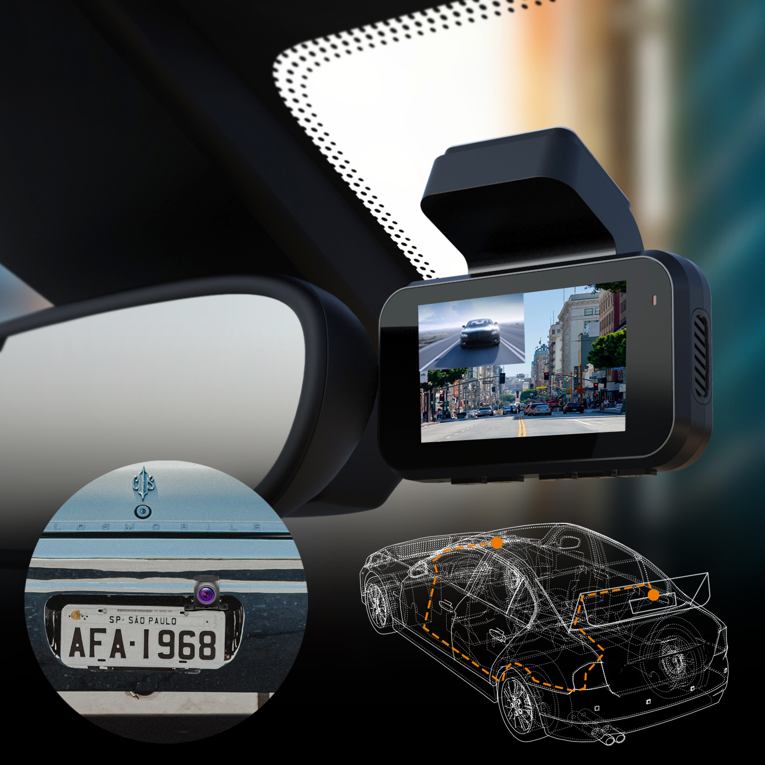 Rexing Waterproof Rear View Camera For V5 Premium 4K Modular Capabilities Car Dash Cam 1080p