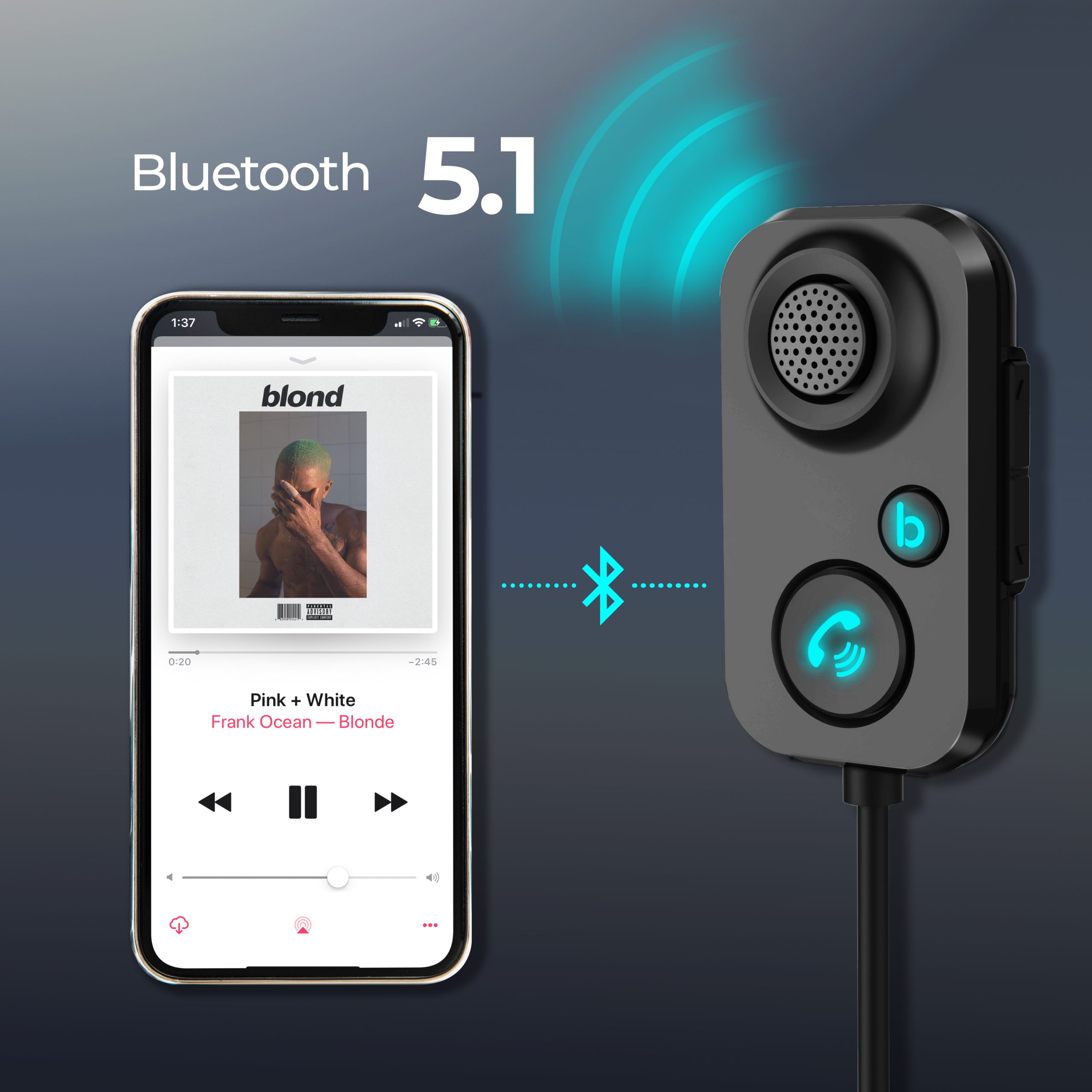 Rexing AUX2 Mini Bluetooth Receiver for car w/ Bluetooth 5.1