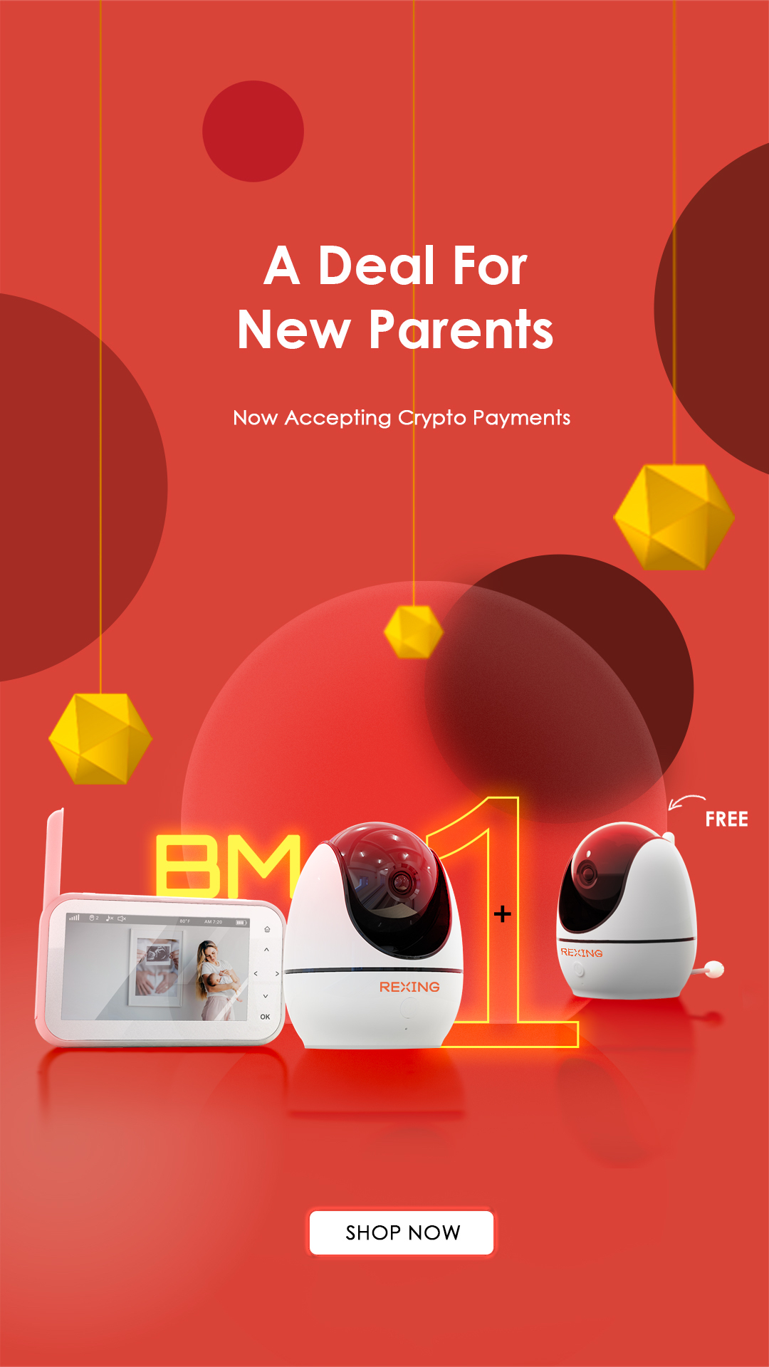 Rexing BM1 + Free Extra Add-on Baby Camera, Baby Monitor w/ Recording Capabilities 720p Video/Audio