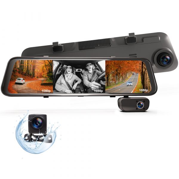 Rexing M3 3 Channel 1080p Front +1080p Cabin +1080p Rear Mirrored Dash Cam w/ GPS