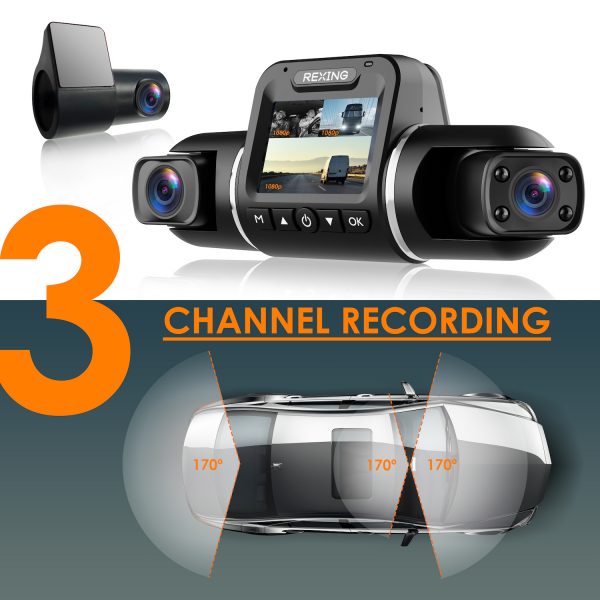 Rexing BBYV2PROAI V2 Pro 1080p 3-Channel Ai Car Dash Cam with Wi-Fi