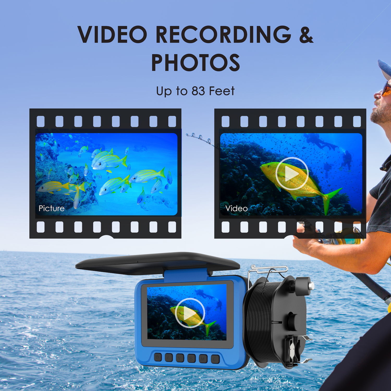 Rexing FC1 Underwater Fishing Camera w/ Winding Spool 720p@30fps HD Video  Recording