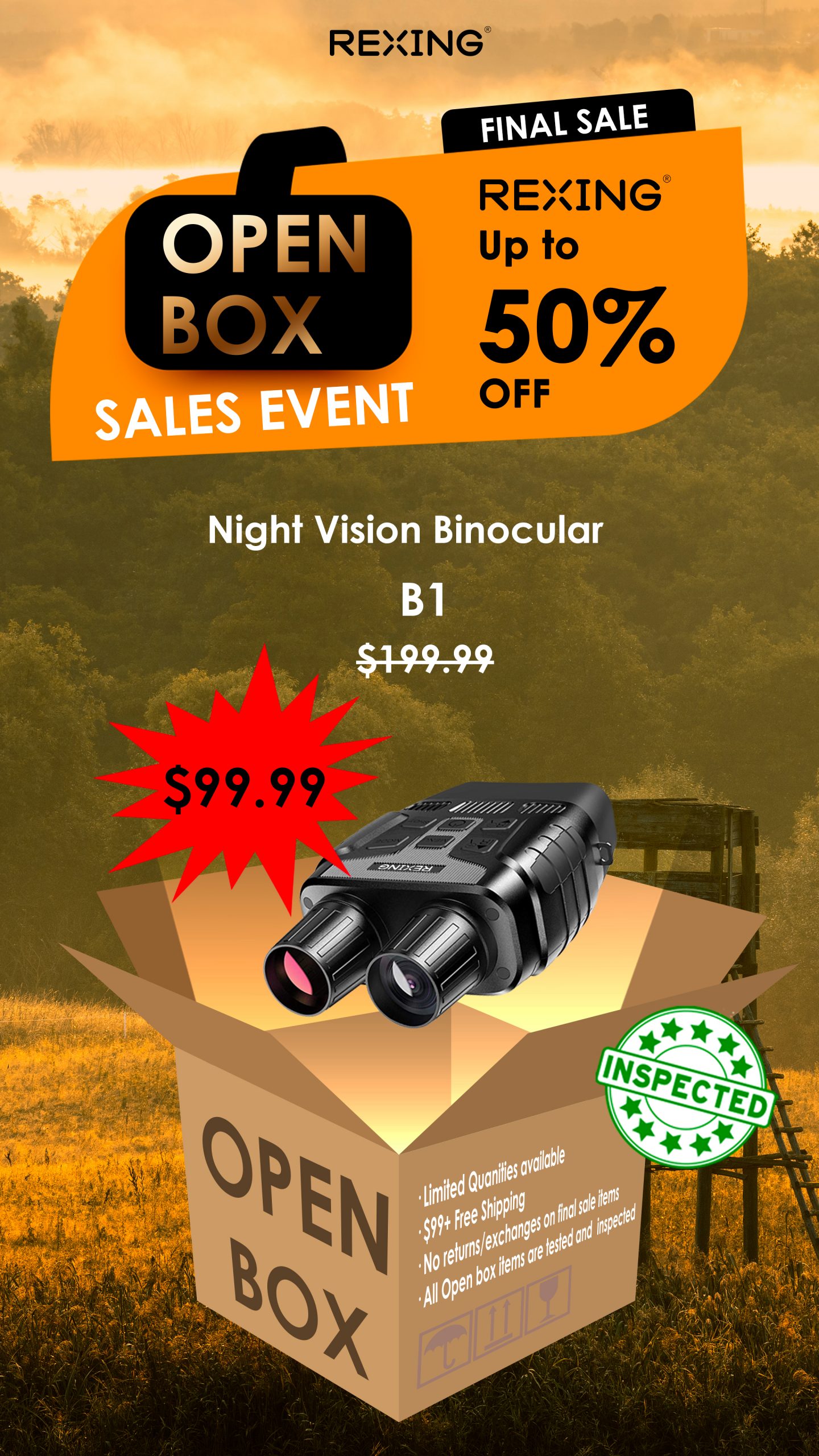 Rexing B1 Night Vision Goggles Binoculars (Open Box – Final Sale)