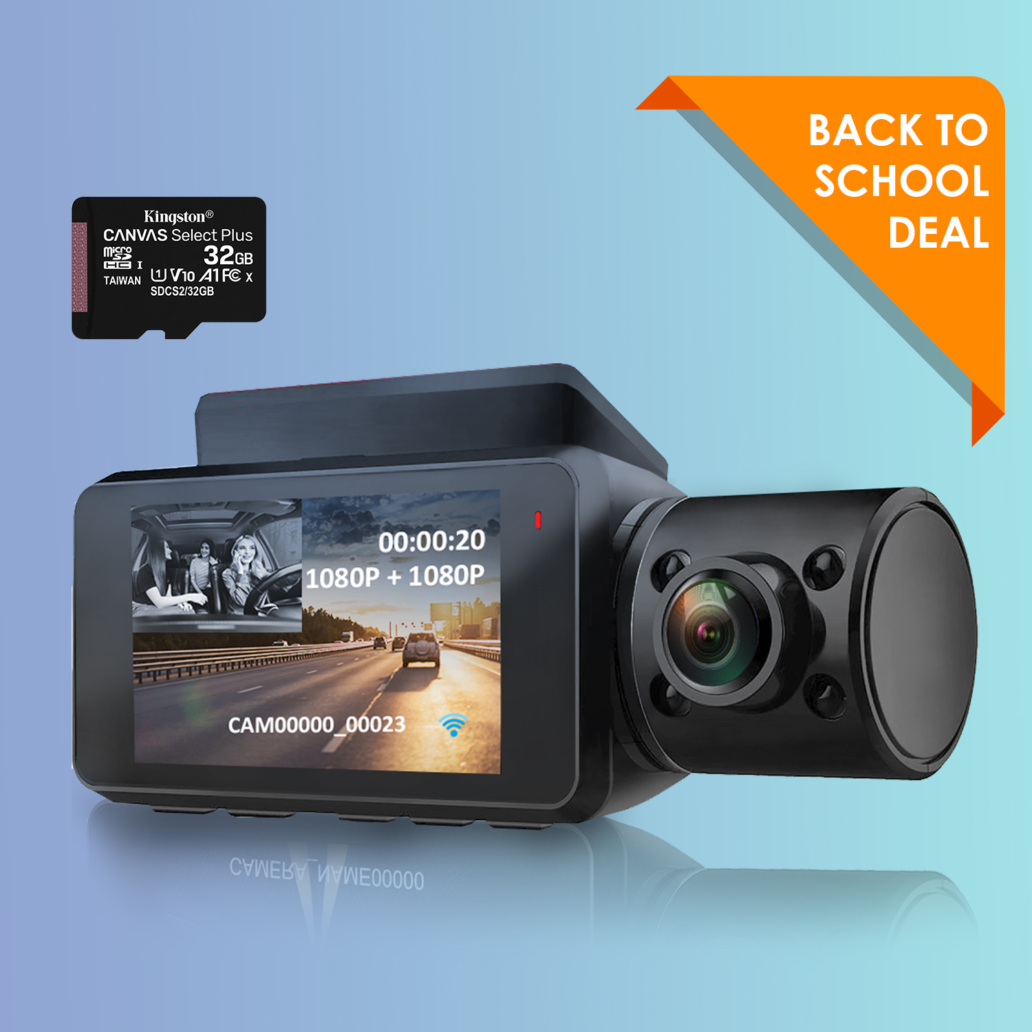 Rexing V3 Bundle Dual Camera Front and Inside Cabin Full HD 1080p with WiFi and Built-in GPS