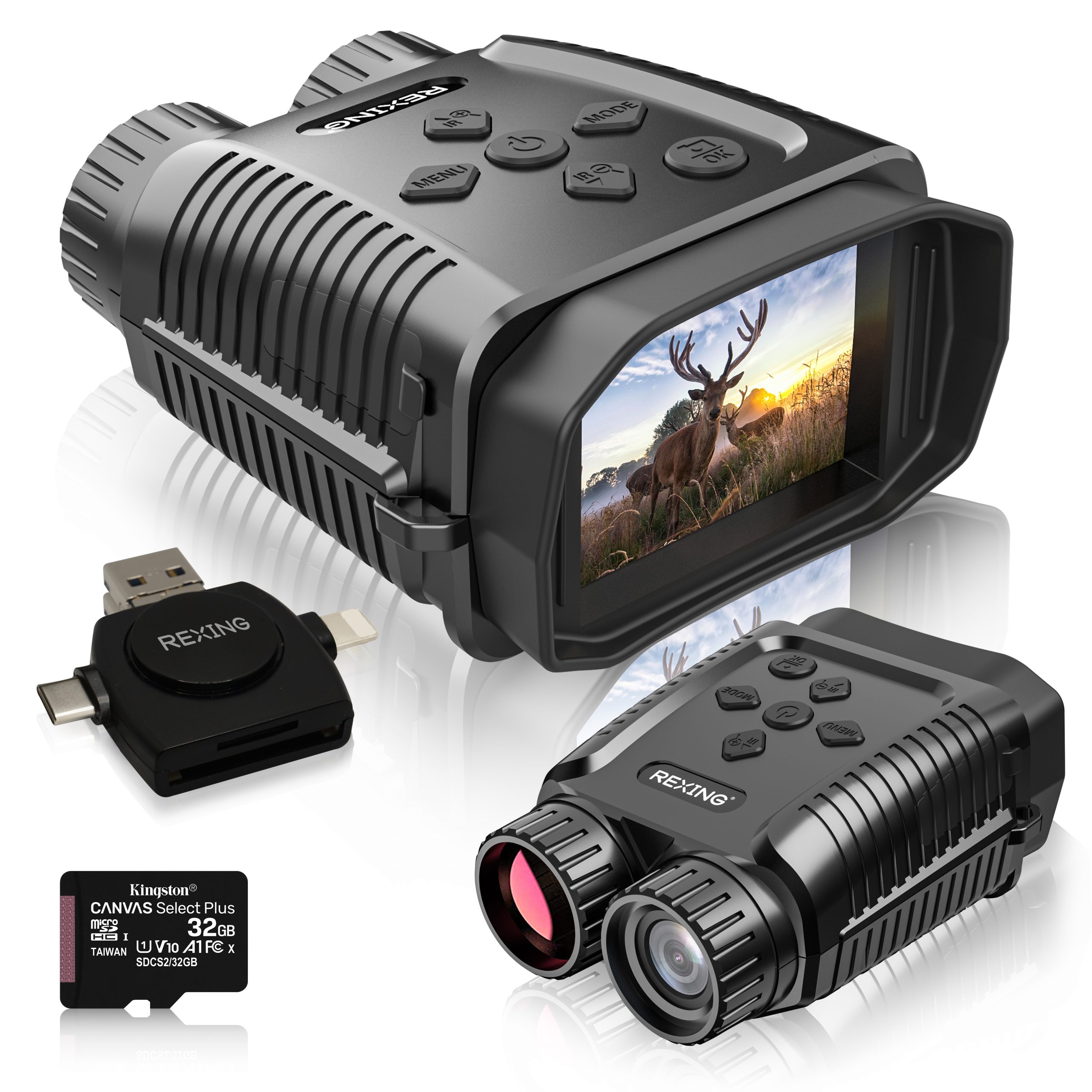 REXING B1 Mini - 4K Night Vision Mini Digital Binoculars - Travel Infrared Binoculars Save Image And Video w/ Viewing Screen, High-Tech Hunting Gear