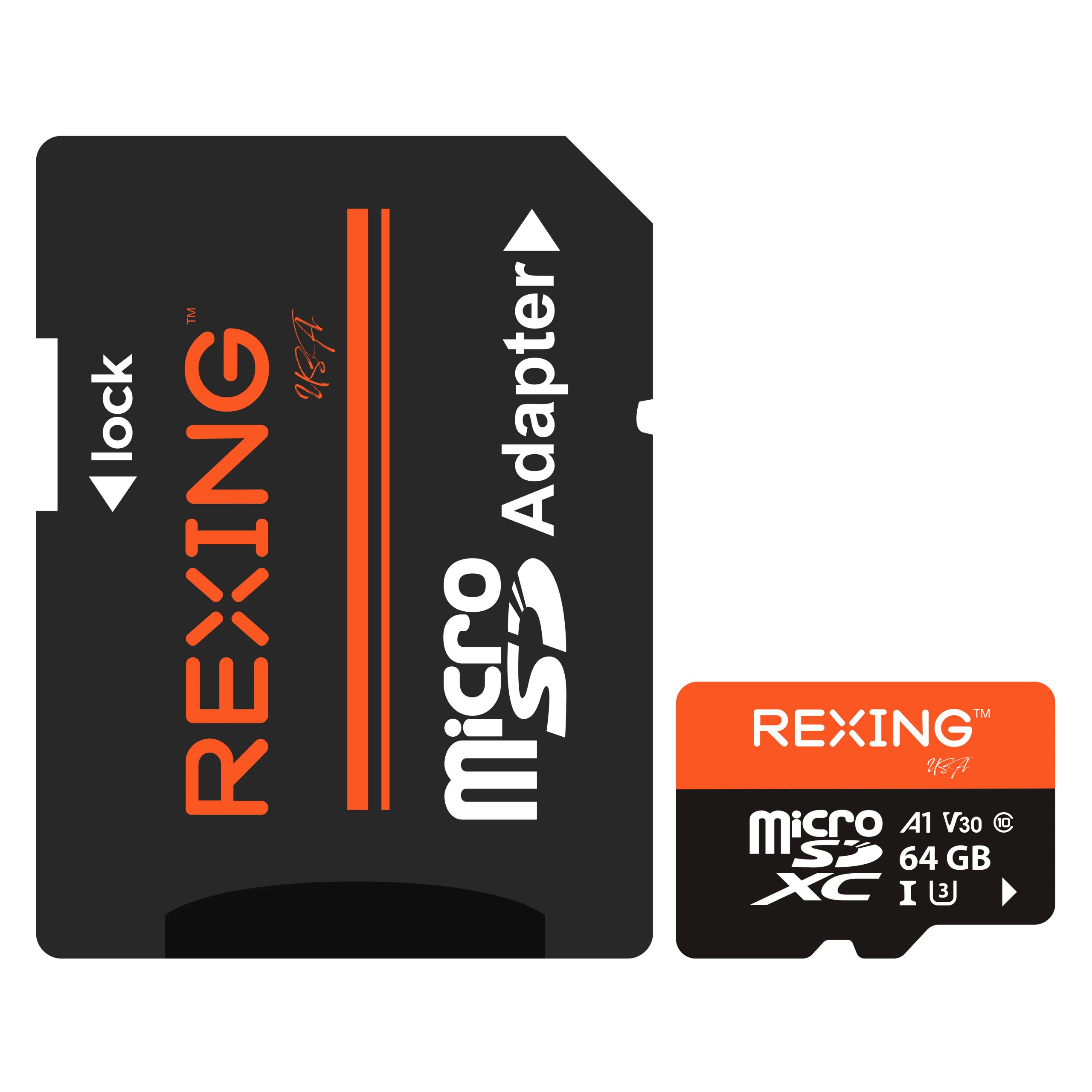 REXING microSDXC UHS-3 4K Full HD Video High Speed Transfer Monitoring SD Card with Adapter for Dash Cams, Surveillance System, Security Camera, & Bo