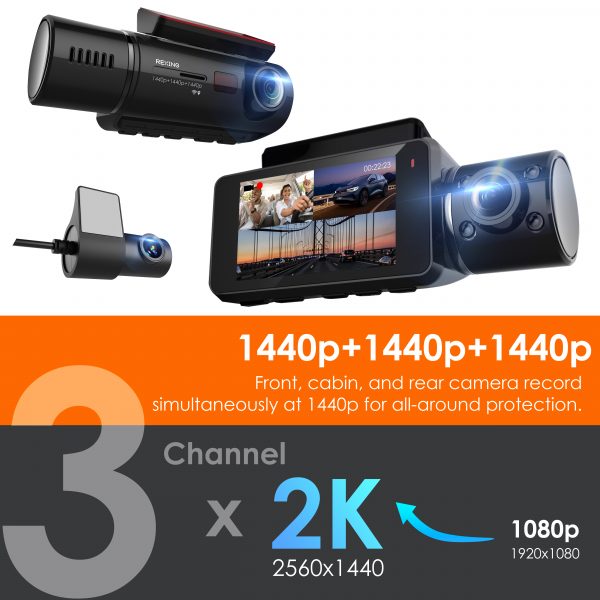 Rexing V33 3 Channel 1440p+1440p+1440p Front, Cabin and Rear