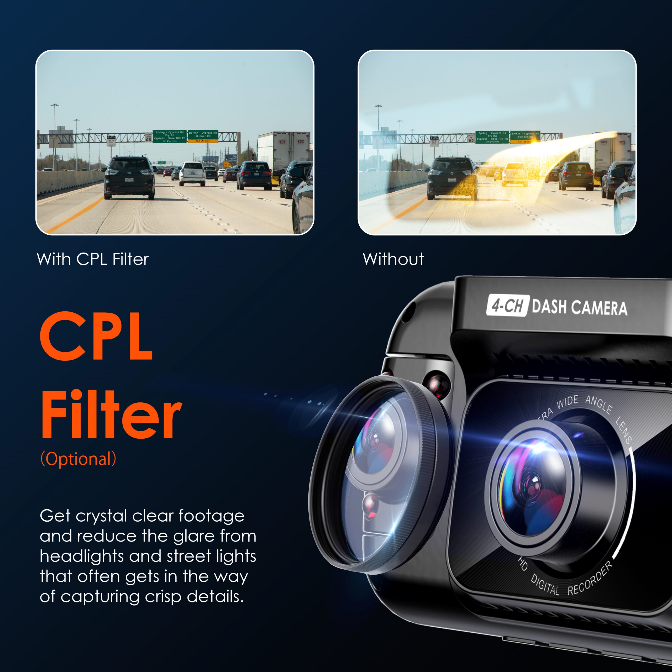 Rexing Ultra-Slim CPL Circular Polarizer Filter For R4 Dash Cam