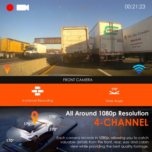 Rexing R4 4 Channel Dash Cam W/ All Around 1080p Resolution, Wi-Fi, and GPS - Image 3