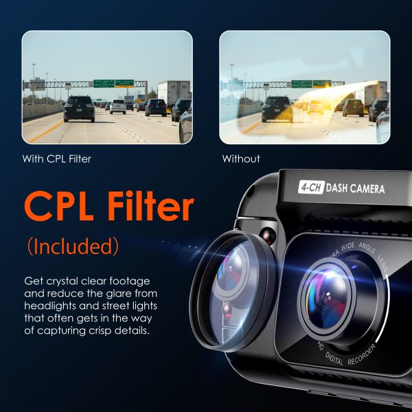 4 Channels Surround View Dashcam, Front + rear + left + right side