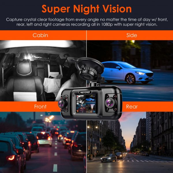 4 Channels Surround View Dashcam, Front + rear + left + right side