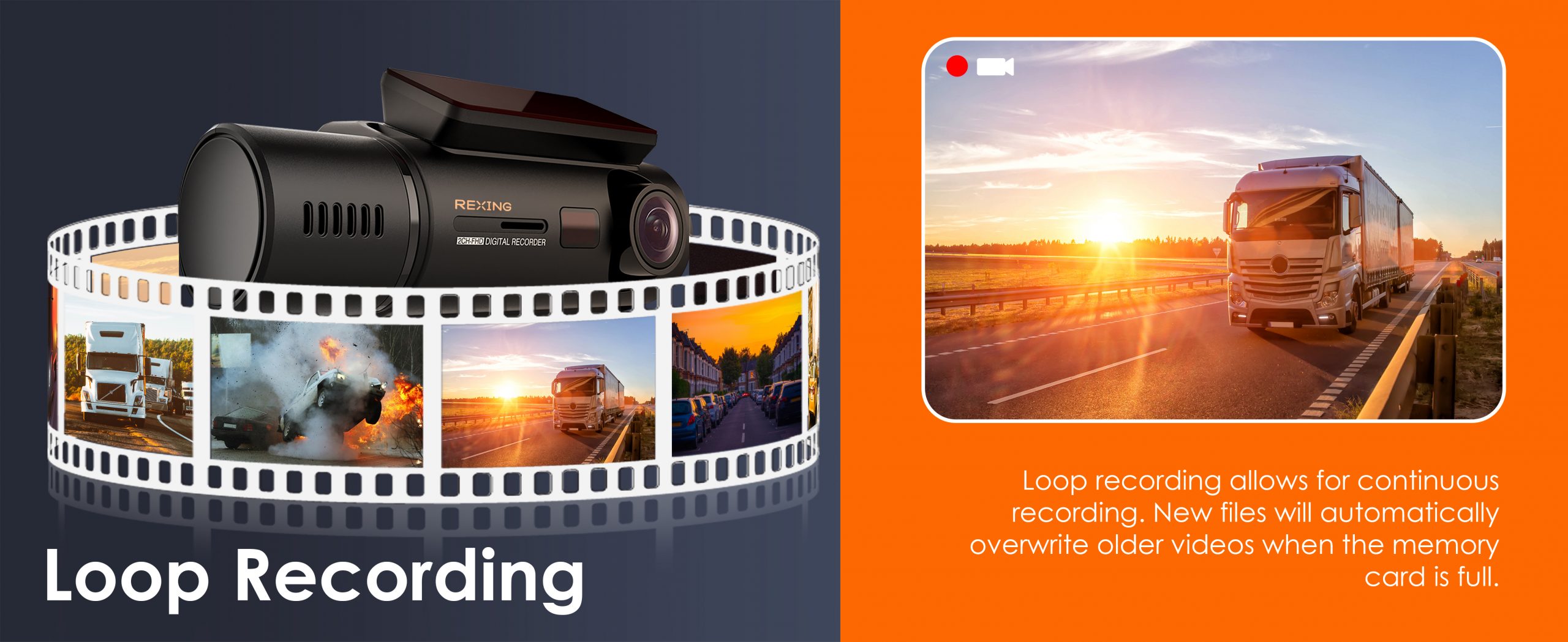 Rexing - V33 3 Channel 1440p+1440p+1440p Resolution Dashcam with