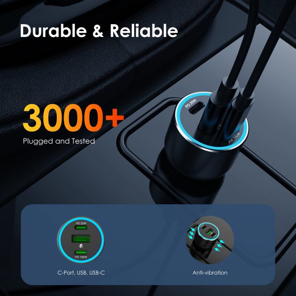 Rexing 120W USB C Triple Port Car Charger with Cable Included
