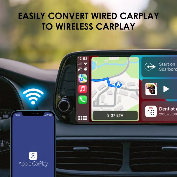 Aluratek Wireless adapter for Apple CarPlay and Android Auto Black