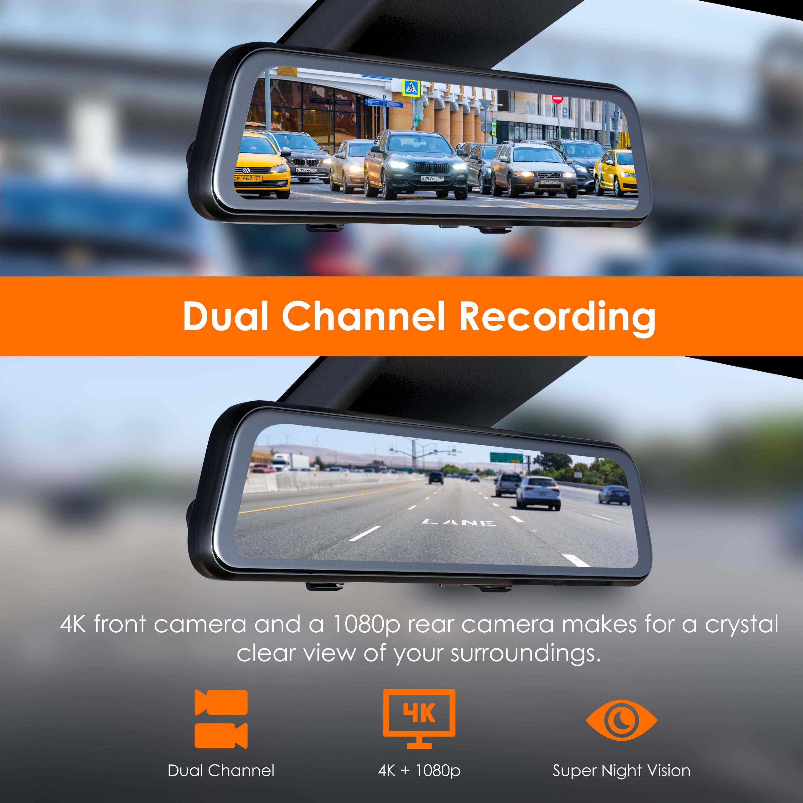 Rexing M2 Smart BSD ADAS Dual Mirror Dash Cam 1080p (Front+Rear) with GPS