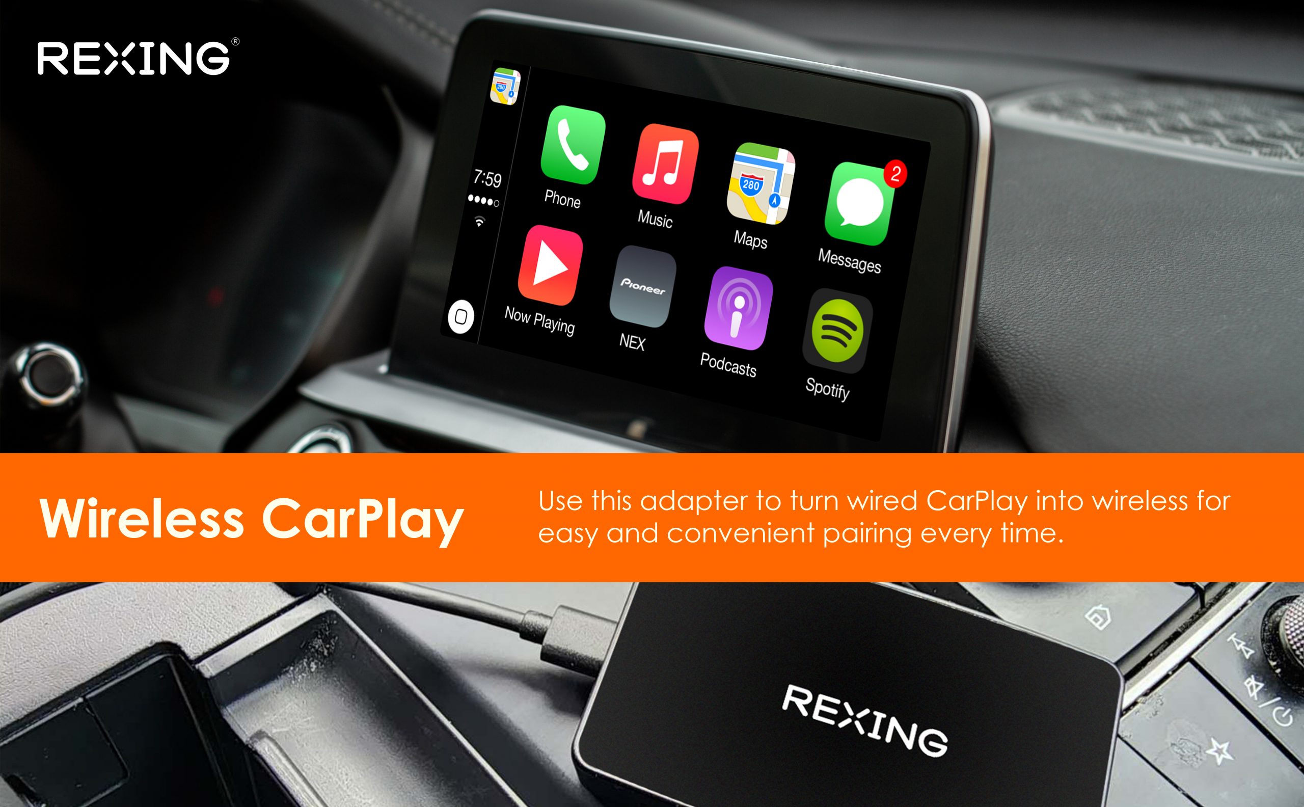Rexing Wireless CarPlay Adapter for iPhone Black BBY- CPW-1 - Best Buy