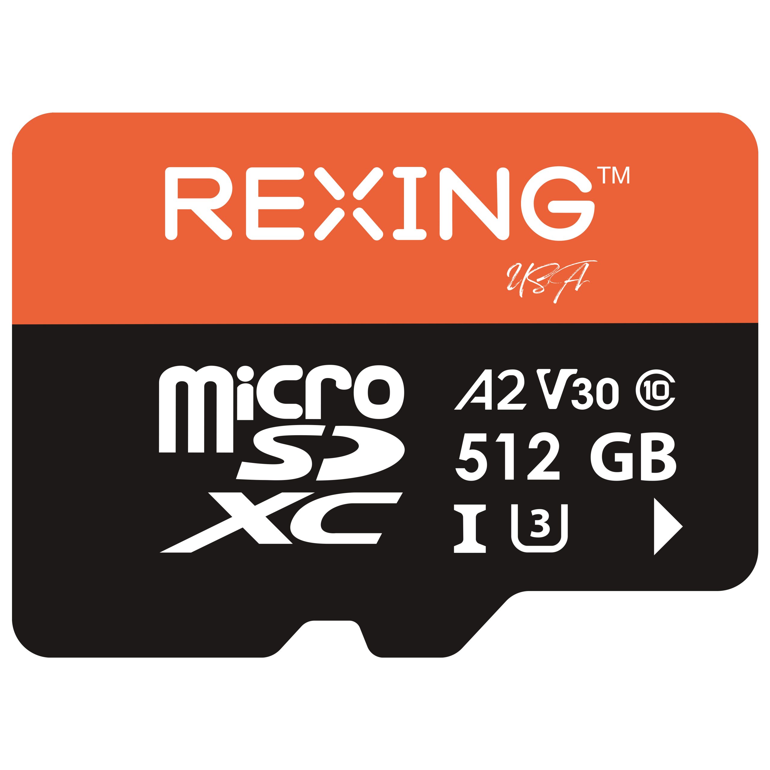 REXING 512GB MicroSD Card for dash cam, Class 10, A2, V30, U3, 4K Video  Recording, UHS-3, High-speed memory card, Ultra-large memory card