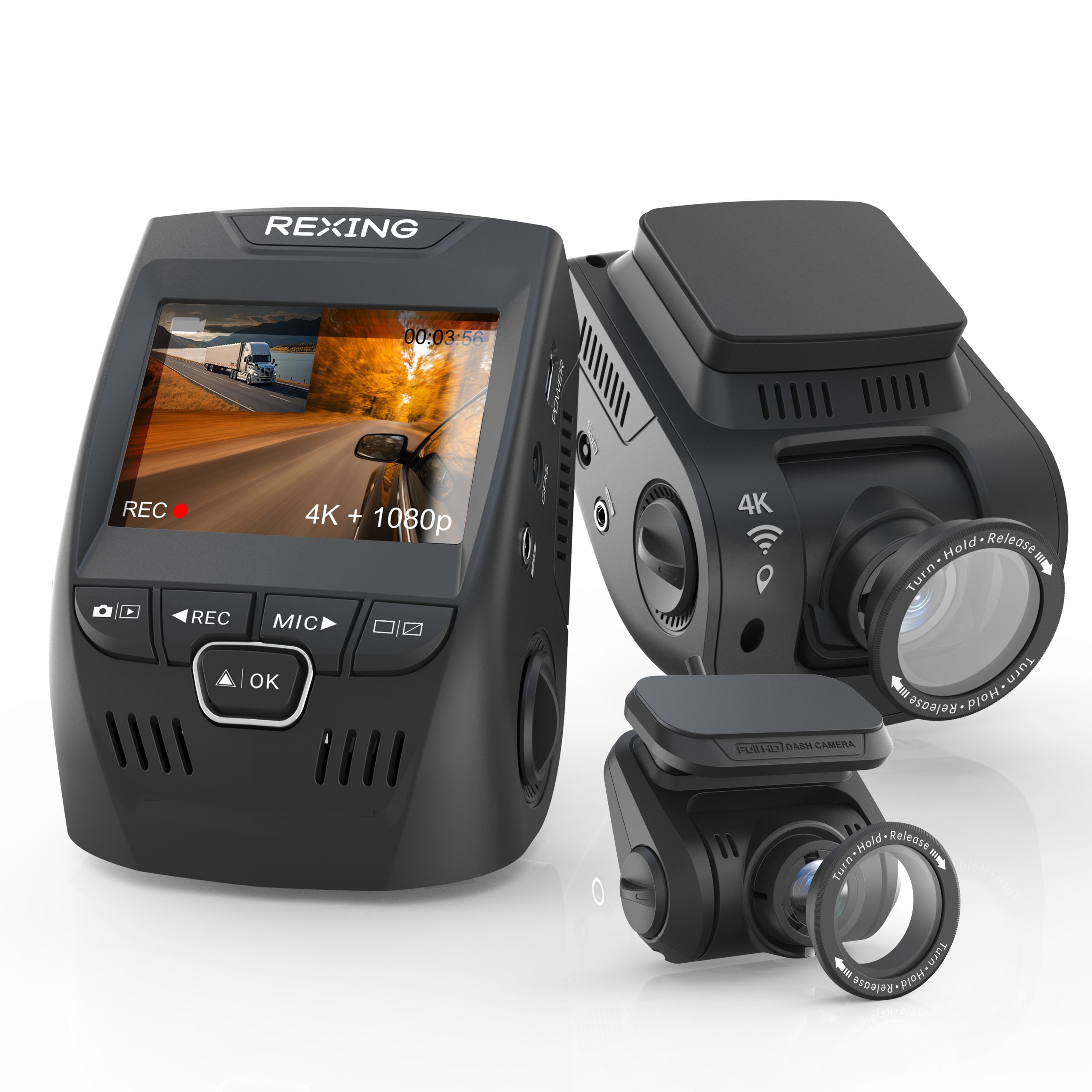 Rexing V3 Bundle Dual Camera Front and Inside Cabin Full HD 1080p with WiFi and Built-in GPS