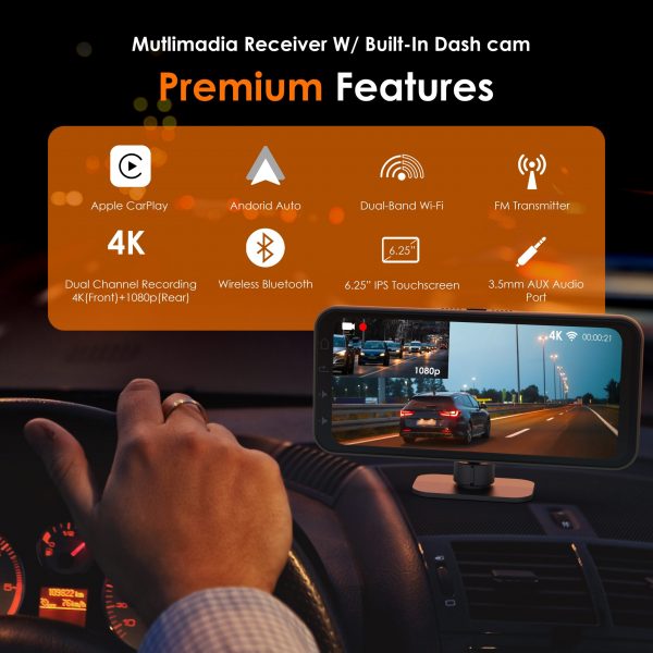 REXING Wireless Multimedia Receiver RoadMate CPDuo - CarPlay + Android Auto + Dash Cam Feature - Image 2