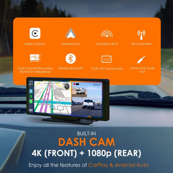 REXING CPDuo Pro - Wireless Apple CarPlay / Android Auto Receiver with 10.26-inch LCD Touchscreen - Image 2