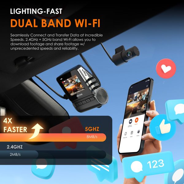 REXING RH2 Triple Channel Dash Cam - 2.5K Front and Dual 1080p Rear Cameras with Wi-Fi, and Optional GPS - Image 7