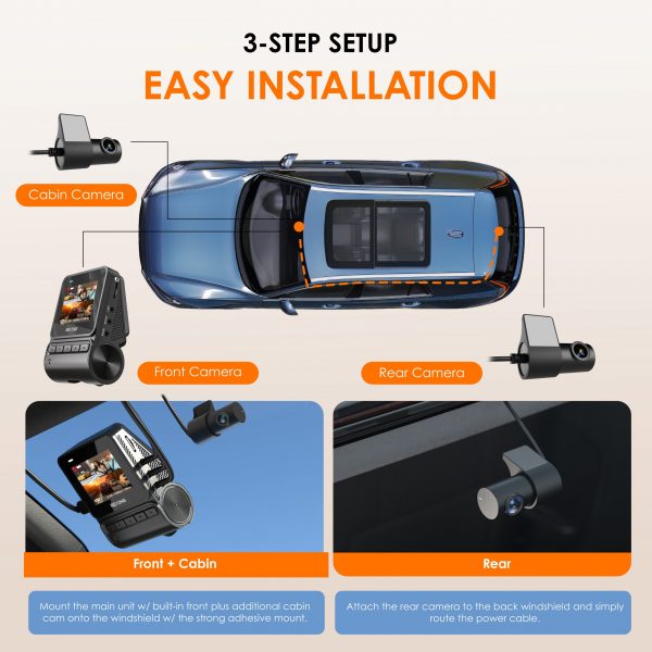 REXING RH2 Triple Channel Dash Cam - 2.5K Front and Dual 1080p Rear Cameras with Wi-Fi, and Optional GPS - Image 8