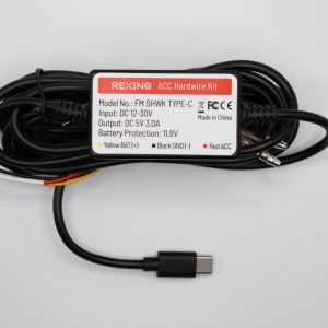 Rexing FM Smart Hardwire Kit, Type-C Hard Wire Kit Fuse for CPDuo-6.25, CPDuo-686, CPDuo-7, and CPDuo Pro, Rexing 12V-30V to 5V/2A Type-C Port Charger Power Cord, Includes 8 Fuse Tap Cables and Installation Tool (11.5ft)