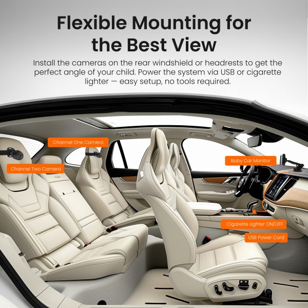 Rexing BC300 Dual Channel Baby Car Camera 1080p HD, IR Night Vision & Split-Screen Display - Image 4