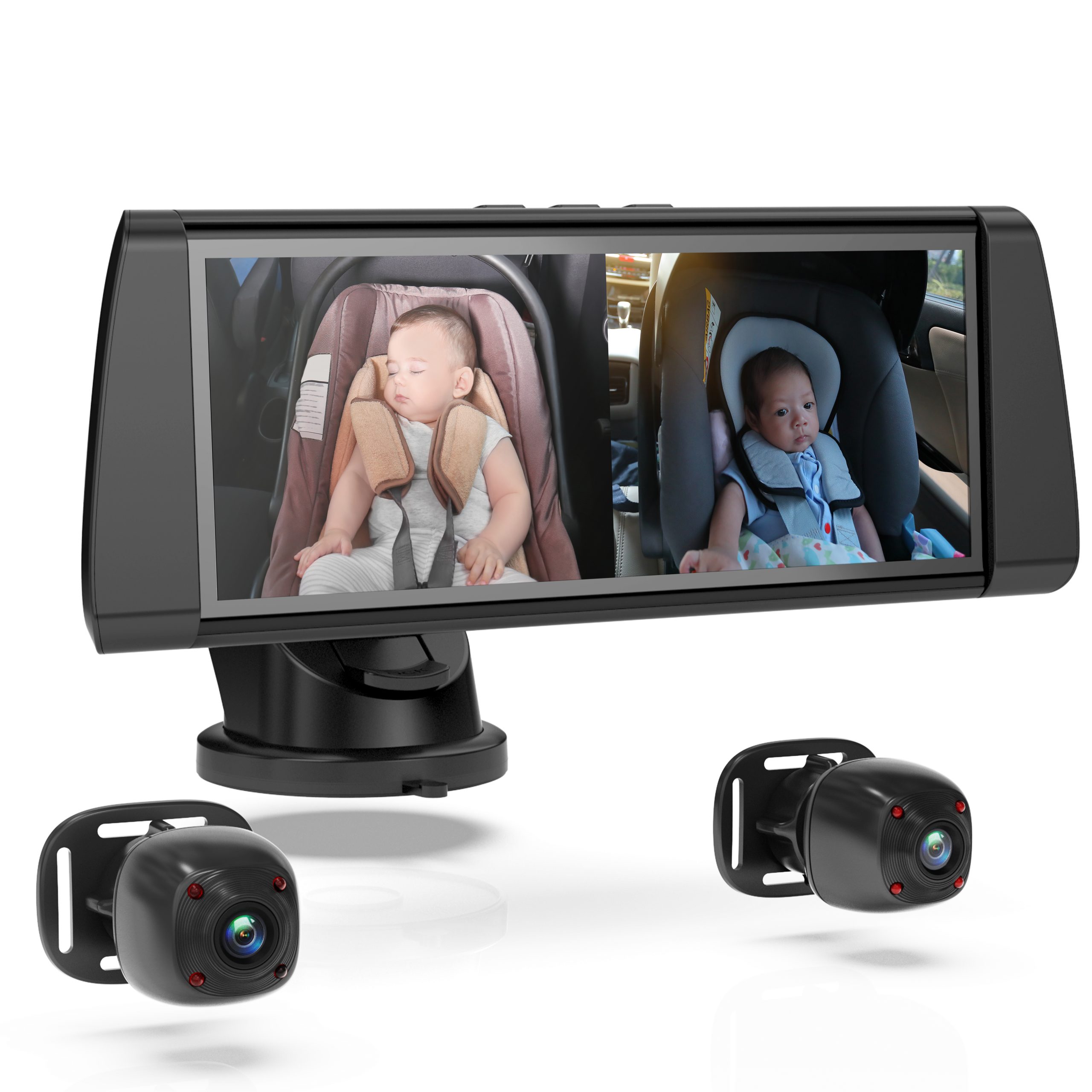 FEISIKE Baby Car Camera System - 1080P Dual Camera With 5" Display & Night Vision For Rear-Facing Seats