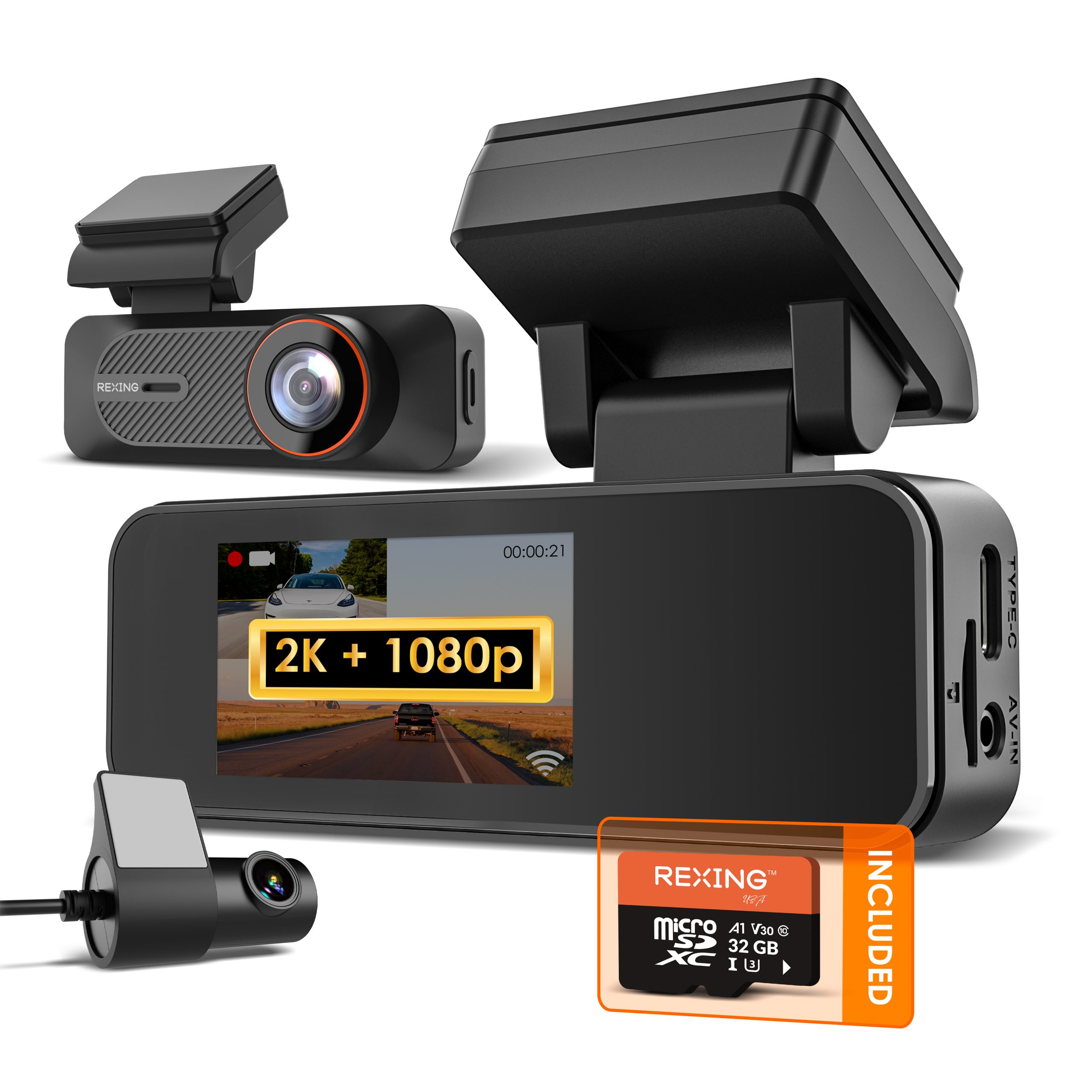 Rexing C2B front and rear dash camera system